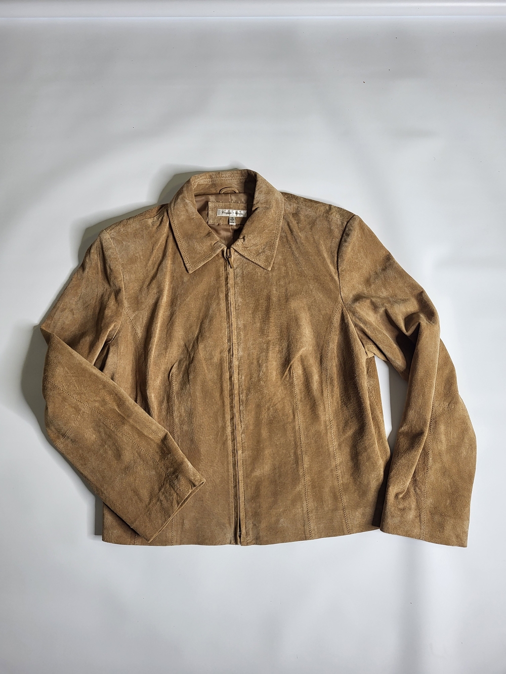 Men's Tan Suede Zip-Front Jacket